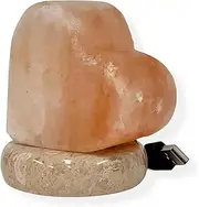 USB Himalayan Salt Lamp - Heart Love Carved Shape Pink Crystal Rock LED Light
