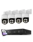 5MP CCTV Security Camera System 4pcs Pan & Tilt Wired PoE IP Cameras