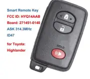 Smart Remote Car Key Fob 314.3MHz ID47 for Toyota Highlander 2008 2009 2010 2011