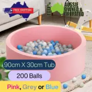 Keezi 200 Ball Foam Play Pit Pink, Grey or Blue 90x30cm Kids Fun Playtime Safe