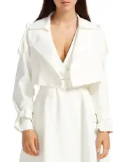 [Belle & Bloom] Manhattan Cropped Trench in White