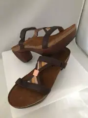 Naot Fusion Duet Brown Leather Platform Slide Sandals EU 41 Women's Size 10-10.5