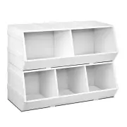 Kids Toy Box Stackable Bookshelf Storage Organiser Bookcase Shelf
