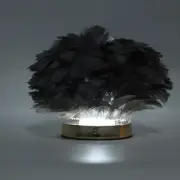 (Cafe Grey)Feather Table Lamp Stepless Dimming USB Charging Touch Control XG