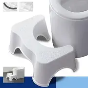 Toilet Stool for Adults & Kids - 42cm Ergonomic Bathroom Step Stool, Non-Slip Plastic Squat Stool for Healthy Posture, Easy Clean & Compact (White)