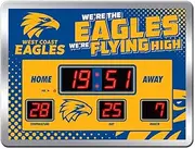 Licensed AFL Glass Scoreboard LED Clock - WEST Coast Eagles - New