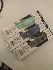 (3) Aconic Silicone Bands for Apple Watch Black, Blue, Light Green. Fits 42/44mm