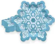 16 Pcs Christmas Snowflake Paper Plates Xmas Snowflake Shape Disposable Plates Blue Snowflake Disposable Paper Plates Decorative Tableware for Christmas Party New Year Dinner Table Decoration