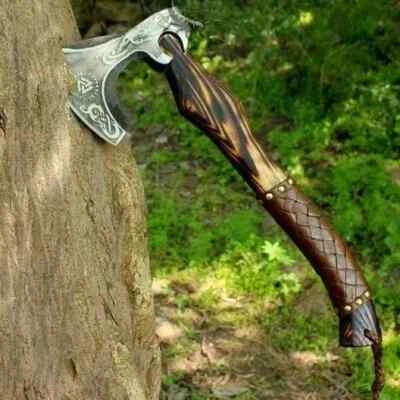 Custom Handmade Corban Steel Viking Axe For Hunting Camping Hand Axe Gifts AU