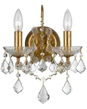 Crystorama Filmore 2-Light Antique Gold Crystal Sconce