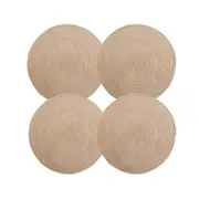 Catzon 4 Pack Round Braided Placemats Washable Kitchen Table Mats for Home Wedding Party-Coffee
