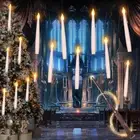 LED Flameless Taper Candle with Wand Floating LED Candles Party Halloween Decor