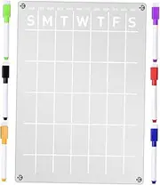 KALLORY 1 Acrylic Memo Board Dry Erase Calendar for Fridge with Markers Reusable Whiteboard for Daily Planning Family Reminders Grocery Lists