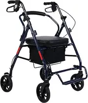 Four Wheel Walker Rollator, 4 Wheels Shopping Walking Aids, Folding Rolling Walker Mobility Aid for Adult, Senior, Elderly & Handicap, Space Saver Rollator Walker