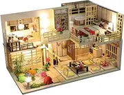 Flever Dollhouse Miniature DIY House Kit with Japanese Style, Creative Room with Furniture for Romantic Valentine's Gift (Quiet and Elegant Residence)