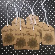 QTY: (87) pieces of kraft Sunflower Thank You tags + strings included