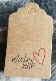 20 Swing Tags Gorgeous 5cm Brown Kraft Paper & Twine Fastener Made with Heart