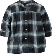 [Carter's] Little Girls' Button Front Flannel Sparkle Top (6, Blue)