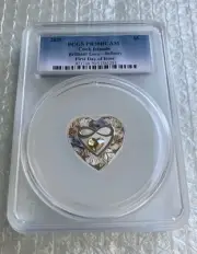 Cook Islands 2025 Swarovski Crystal Heart Silver Coin PR70 First Day of Issue