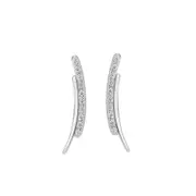 Silver plating Thin Curved Bar Stud Earrings for Women Smooth Small Earrings