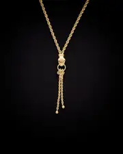 14K Italian Gold Panther Head Drop Necklace