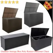 Outdoor Storage Box Poly Rattan Black/Brown Container Tools Clothes Chest 2 Size