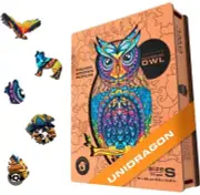 Unidragon Figured Wooden Puzzles Charming Owl Size S 101 Pieces, Complete