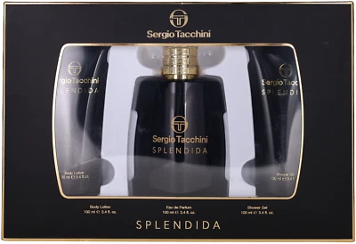 Splendida By Sergio Tacchini For Women Set: EDP+BL+SG 3.4+3.4+3.4oz Shopworn New