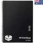 Elegant A4 Grid Notebook - 200 Pages with 5mm Ruling & Black Floral Cover