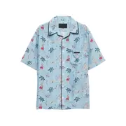 [Prada] Prada Graphic-print Bowling Shirt M BLUE