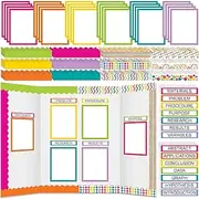 Fuyoooo 90 Pcs Science Fair Board Supplies 60 Trim Scalloped Bulletin Board Borders 24 Presentation Board Subtitles 6 Science Fair Titles for Classroom Display Boards(Colorful)