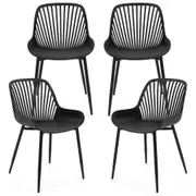 Costway Set of 4 Armless Dining Chairs Plastic Kitchen Side Chairs Dining Chair Set Black
