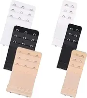 [Tiousoni] 6 Pieces Women's Bra Extenders 2 Hook / 3 Hook Comfortable Stretchy Bra Extension Strap (Black, White, Nude), Nude, Black, White, Small