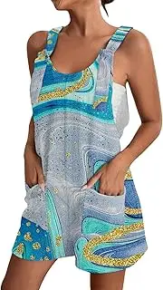 [VREWARE] Womens Plus Size Clearance,Jumpsuits for Women,Summer Sleeveless Jumpsuits for Women Bib Rompers Loose Adjustable Strap Overalls Casual Overalls Womens Casual Jumpsuits(White-A,L), White-a,