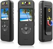 4K WiF Body Camera, o and Video Recording Body Camera, 180° Rotatable Lens with Fill Lights, Speaker, Magnetic Back Clip and Round Stand Clip for Law Black