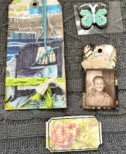4 Pc Ephemera 2 Tags 1 Ticket 1 Sticker For Junk Journal, Scrapbook, Card Making