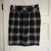 NEW NWT Women's LOFT Black Plaid Wool Blend Pencil Skirt | Size 8