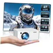 Mini Smart Projector, X2 Android 12 Portable HD Projector 9000L Pearl White