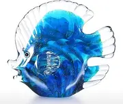 Blue Tropical Fish Glass Sculpture Home Decoration Glass Fish