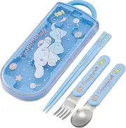 Skater TACC2AG Children's Lunch Box Trio Set, Chopsticks, Spoon and Fork, Antibacterial, Easy to Open Slide Type, Made in Japan, Sanrio Cinnamoroll, Big Ribbon, Girls