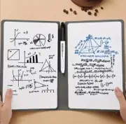 Reusable Whiteboard Leather Notebook Portable With Marker And Eraser Cool Items