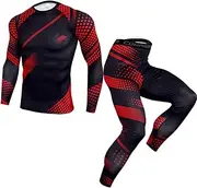 [Abigprofit] Men's Running Set 2pcs/Sets Sportswear Compression Sports Suit Running Sport Workout Tights 14 XL