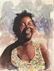 Original Watercolor Painting "Posadera" One-of-a-kind 9"" X 12"