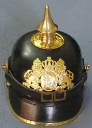 German Bavarian Officer Leather Pickelhaube Helmet WW1 WW2 Spiked Helmet LARP