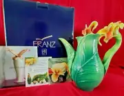 Franz Brilliant Blooms Canna Lily Flower Sculptured Porcelain Teapot FZ01816
