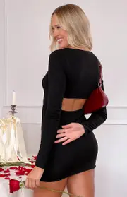 Kirby Black Long Sleeve Mini Dress