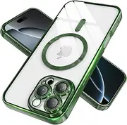 IAIYOXI Magnetic Clear Case for iPhone XR with Full Camera Lens Protection,Compatible with MagSafe,Plating Soft TPU Phone Case,Anti-Scratch Shockproof Slim Cover for Women Gilrs Men - Green