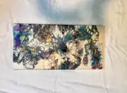 Original Abstract Pour Painting One Of A Kind 12 X 24" Canvas Wall Art