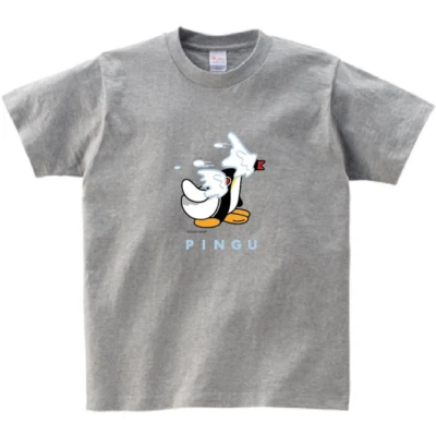 Pingu T-shirt (Snowball) Heather Gray S PG JPN LTD Penguin Animation Cute Goods