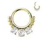 Piercing Ring Segment Steel Golden Zircon and Pearls ( Ear, Daith , Septum)